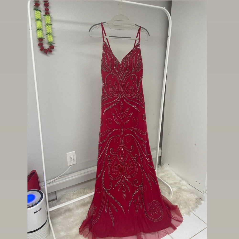 Red sequin & beaded dress